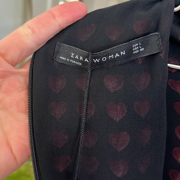 ZARA Heart Print Babydoll Mini Dress NWT Size Large - Picture 10 of 15